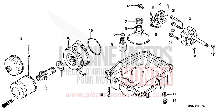 OELWANNE/OELPUMPE von CBR600F VR Special PEARL FLASH YELLOW (Y163) von 2001